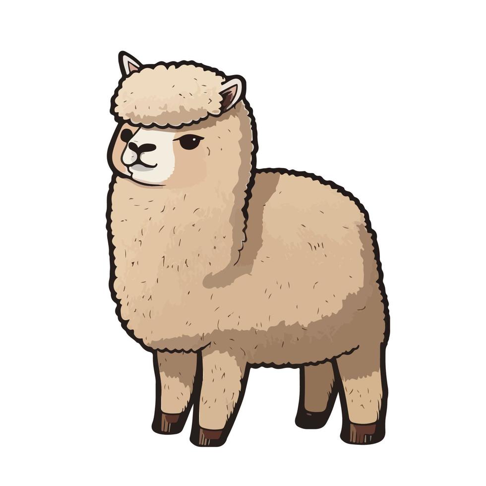 carino alpaca cartone animato stile vettore