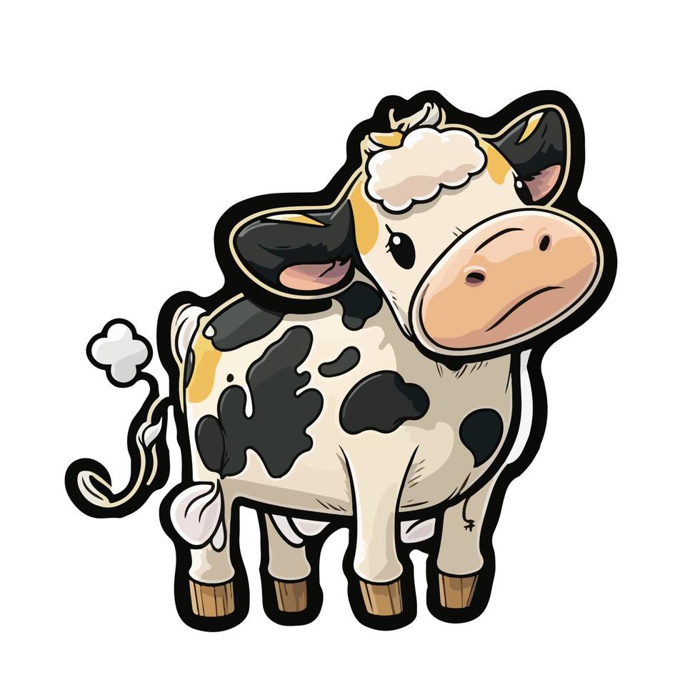 carino vitello cartone animato stile vettore