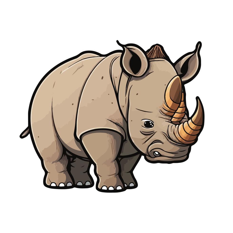 carino rinoceronte cartone animato stile vettore