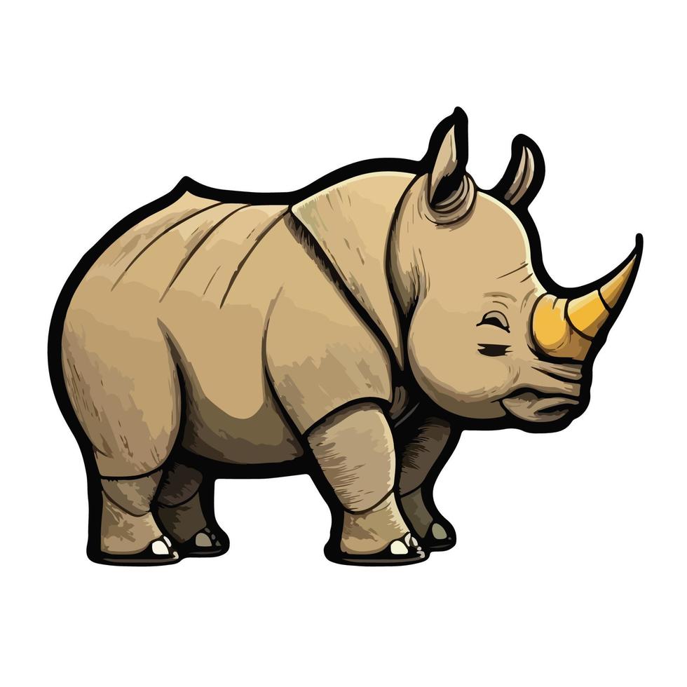 carino rinoceronte cartone animato stile vettore