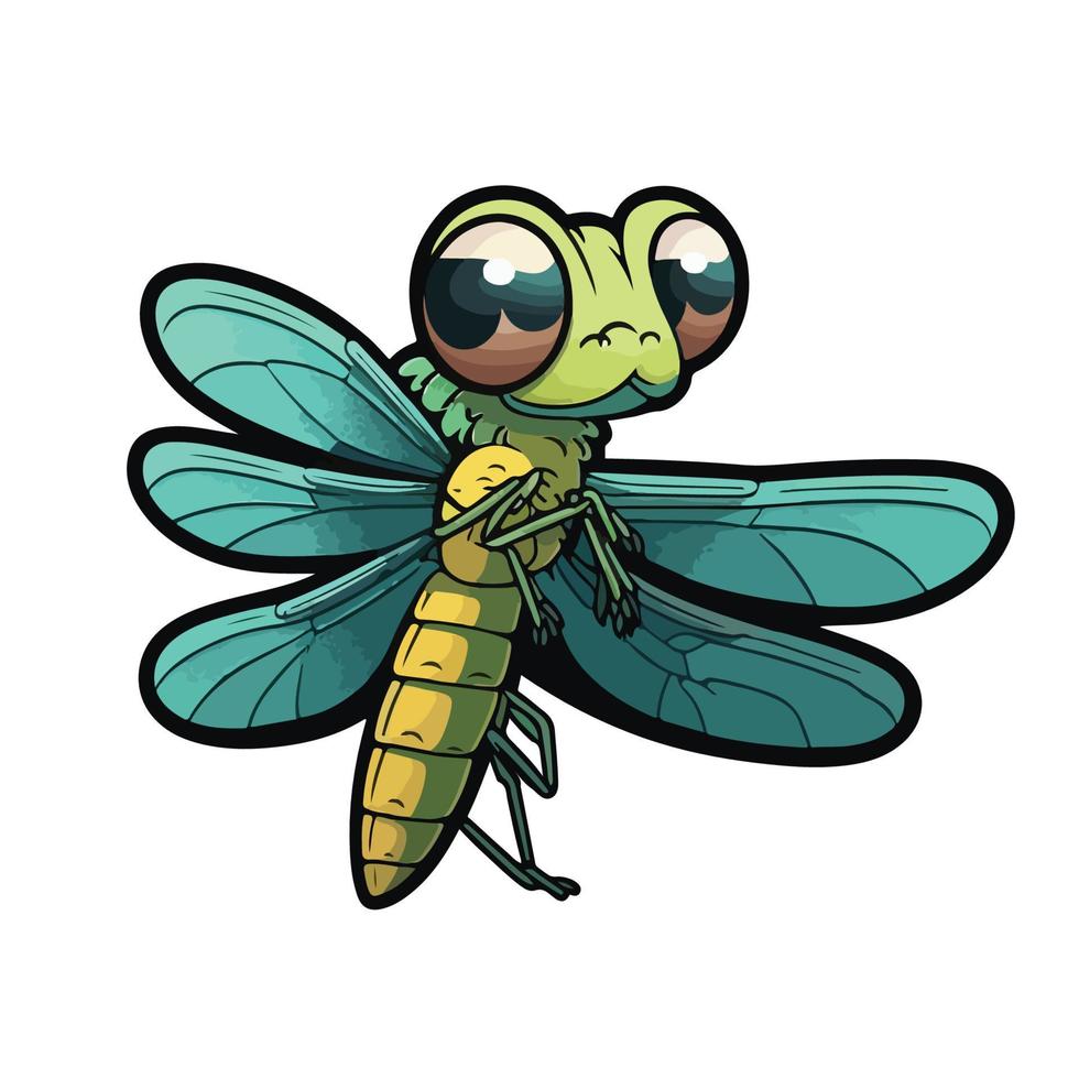 carino libellula cartone animato stile vettore