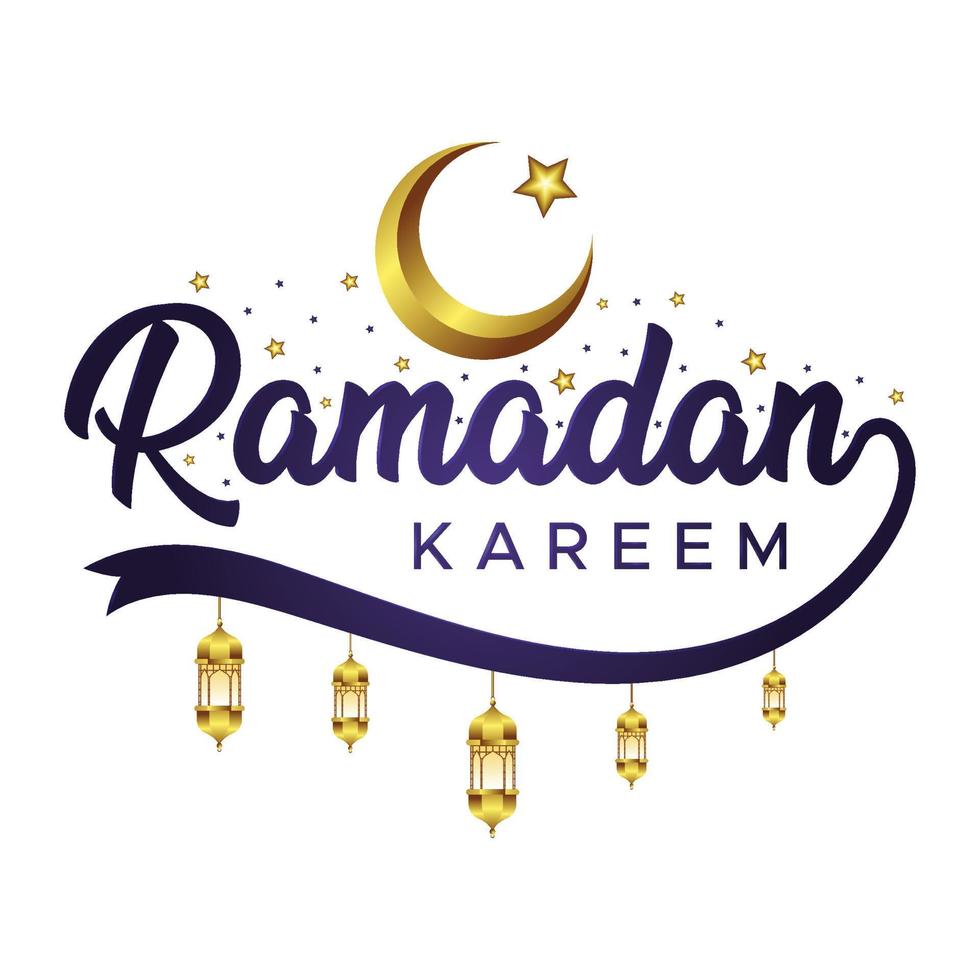 Ramadan kareem inglese tipografia su bianca sfondo vettore