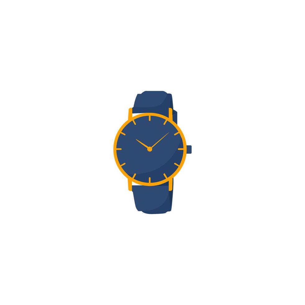 un' blu e giallo orologio con un' blu viso e il tempo vettore