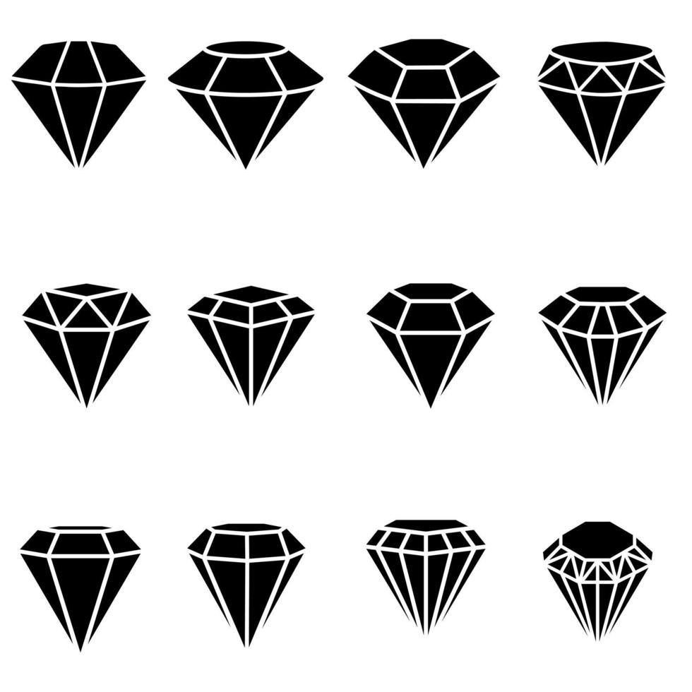diamante icone vettore impostare. pietra preziosa illustrazione cartello collezione. gioiello simbolo.