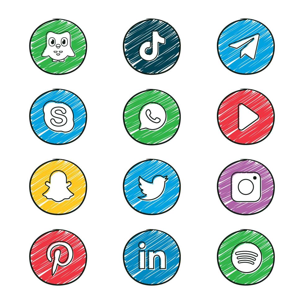in linea Tech sociale media logo impostato vettore