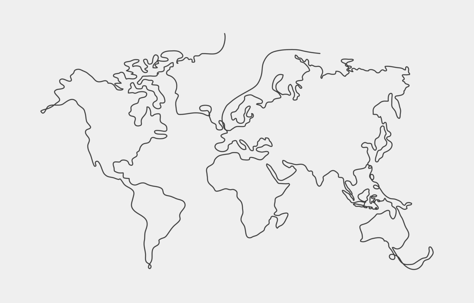 uno linea arte mondo carta geografica concetto vettore