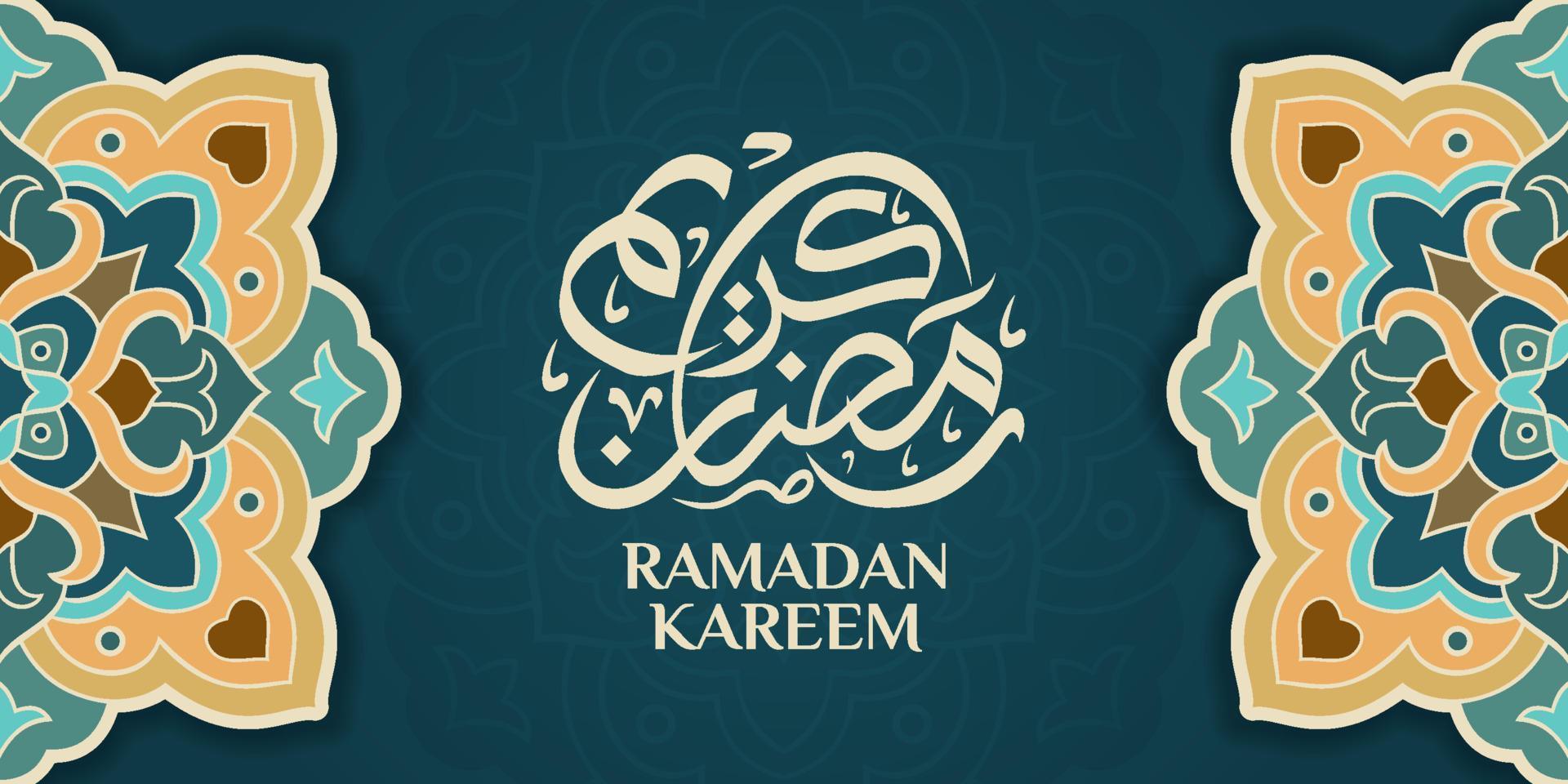 islamico ornamento modello per sfondo, striscione, manifesto, copertina disegno, Busta, sociale media alimentazione. Ramadan kareem e eid mubarak 2023 concetto, blu sfondo, musulmano lanterna, modello vettore