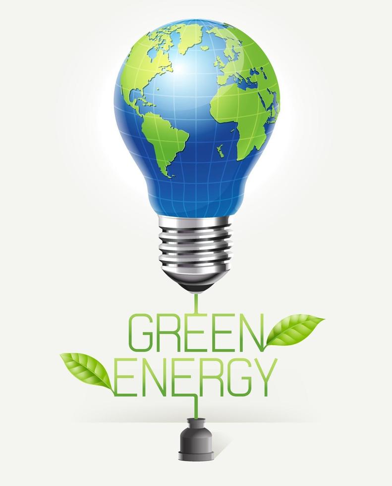 progettazione concettuale di energia verde. lampadina globo mondo forma illustrazione vettoriale. vettore