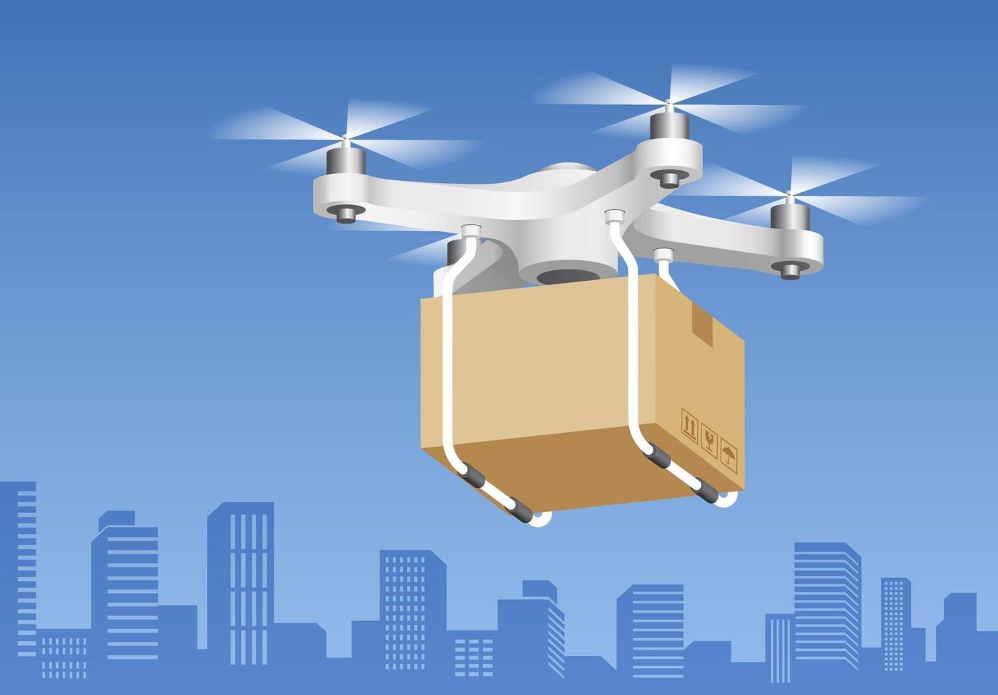 tecnologia di consegna dei droni. illustrazioni vettoriali. vettore