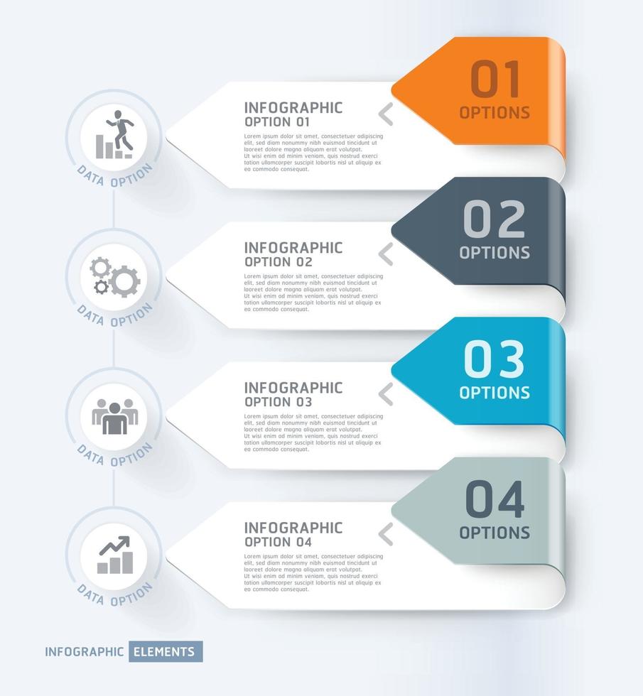 modello di elementi di business infografica. illustrazioni vettoriali. può essere utilizzato per il layout del flusso di lavoro, banner, diagramma, opzioni di numero, web design, modello di sequenza temporale. vettore