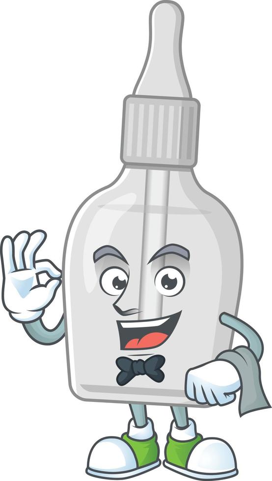 bottiglia con pipetta cartone animato personaggio vettore