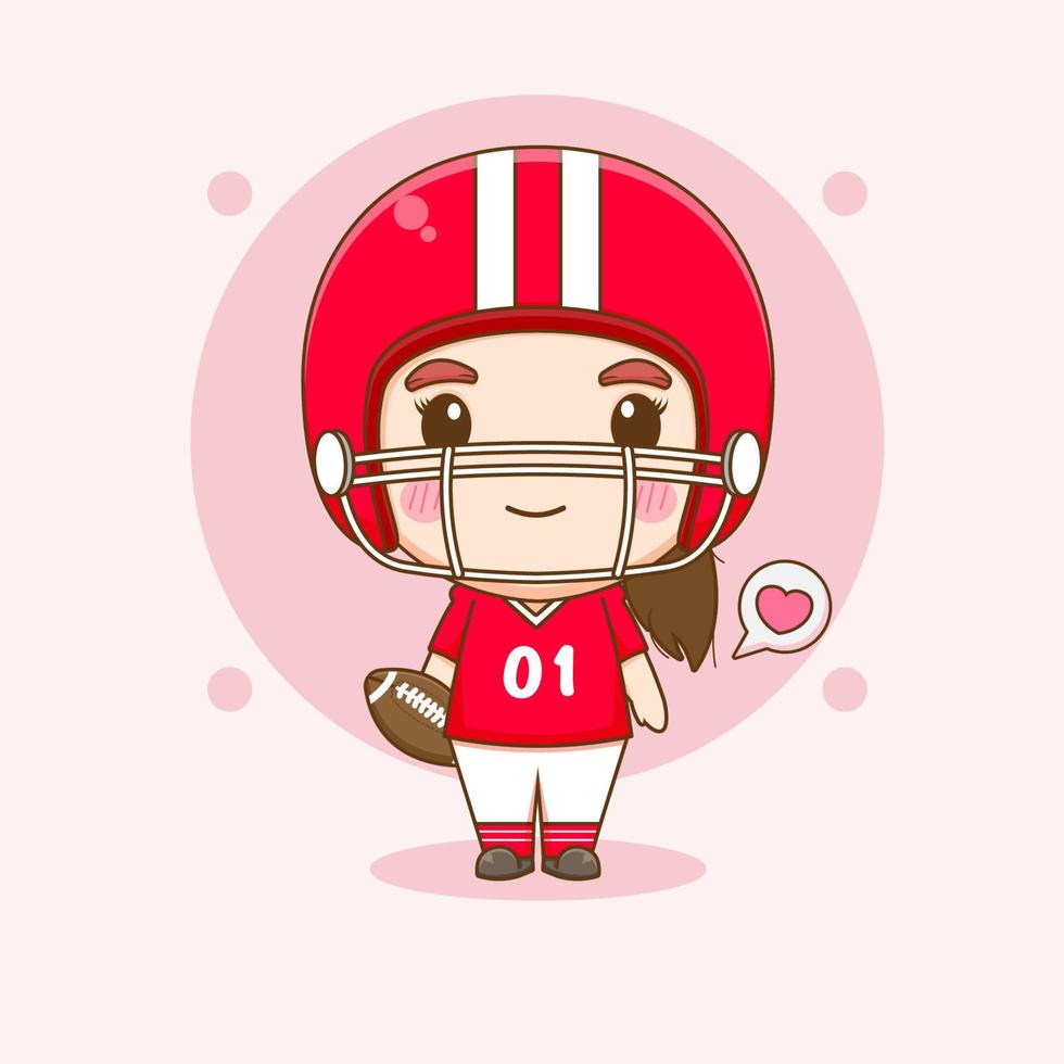 carino americano calcio giocatore chibi personaggio illustrazione vettore