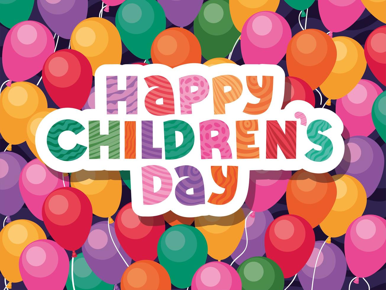 felice giorno dei bambini su palloncini sfondo disegno vettoriale