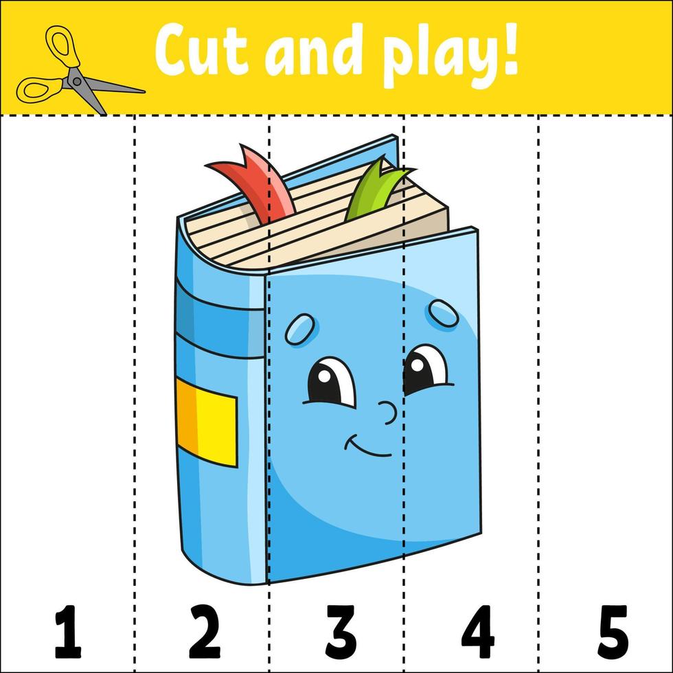 apprendimento numeri 1-5. tagliare e giocare a. formazione scolastica foglio di lavoro. gioco per bambini. colore attività pagina. puzzle per bambini. enigma per scuola materna. cartone animato stile. vettore illustrazione.