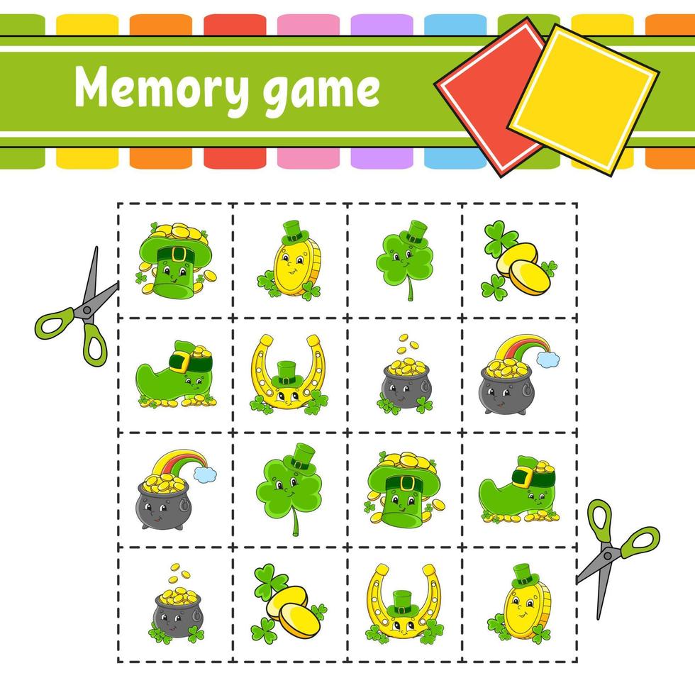 memoria gioco per bambini. formazione scolastica sviluppando foglio di lavoro. attività pagina con immagini. puzzle gioco per bambini. logico pensiero addestramento. divertente carattere. cartone animato stile. vettore illustrazione.