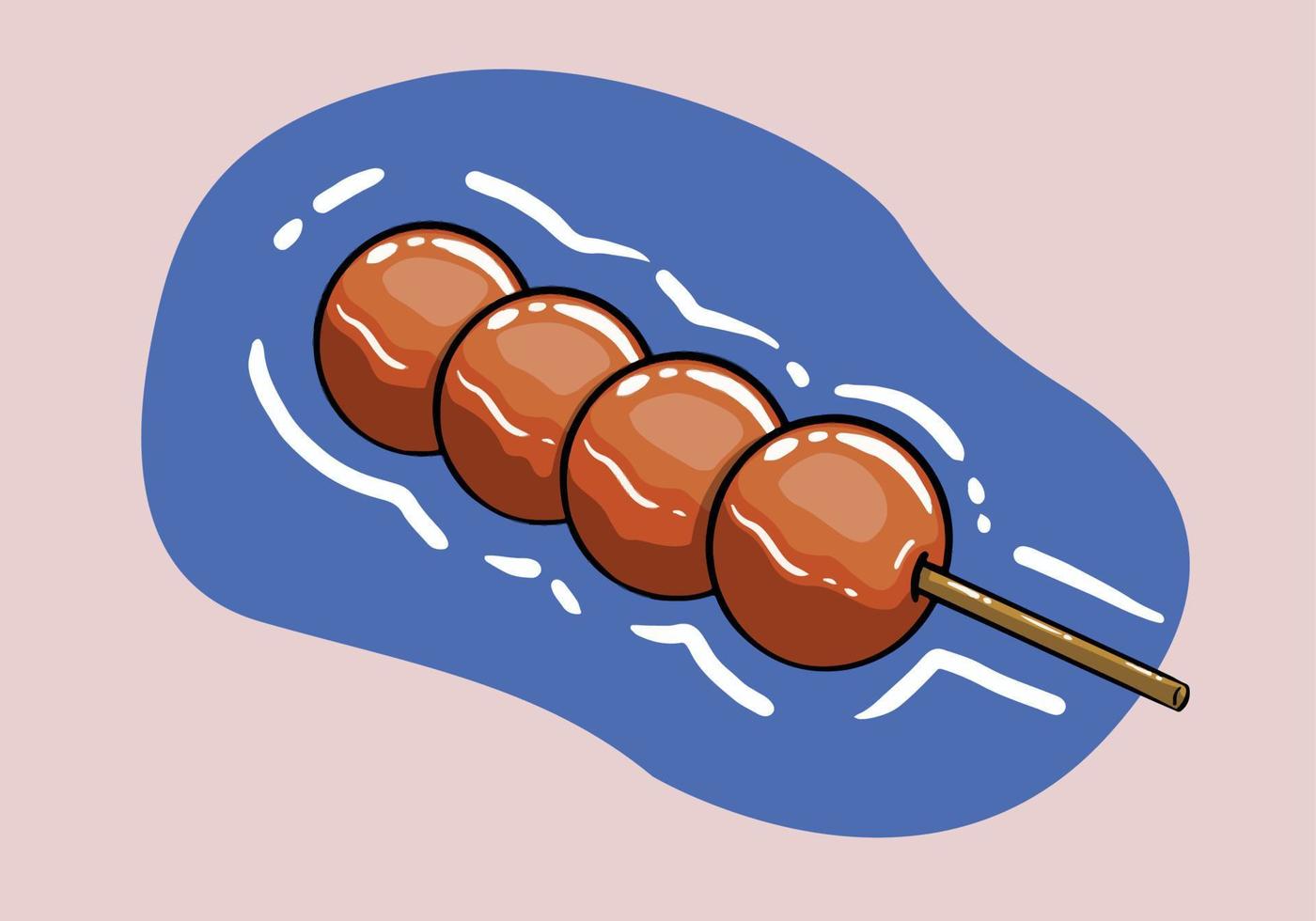 giapponese mitarashi dango. dangos. tradizionale giapponese dolce. mano disegnato dango. vettore