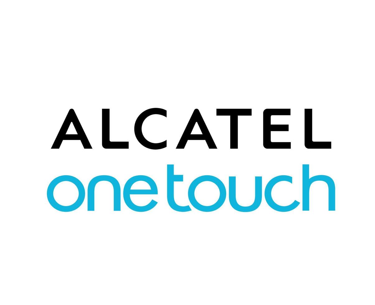 alcatel uno toccare logo marca Telefono simbolo nome nero e blu design mobile vettore illustrazione