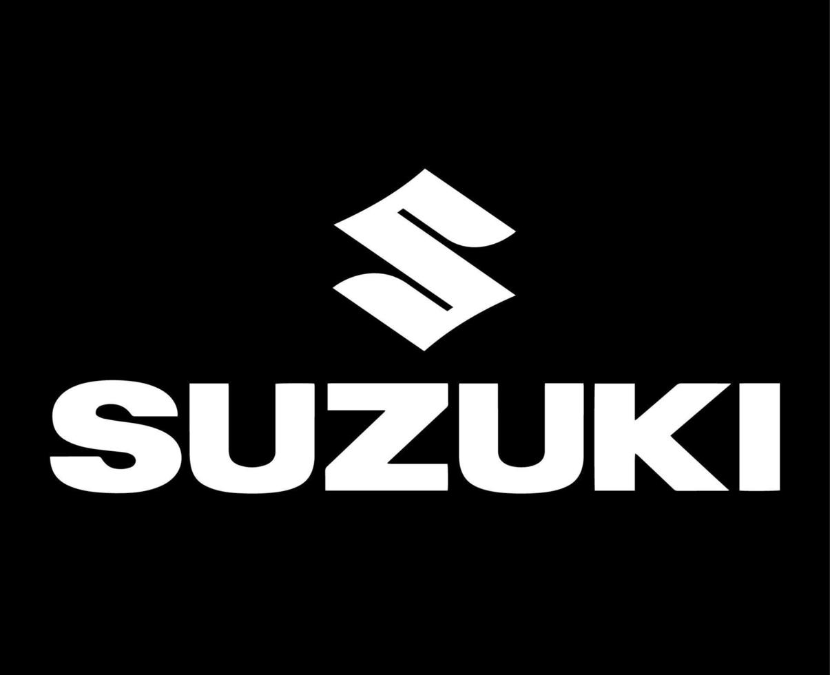 suzuki logo marca auto simbolo con nome bianca design Giappone automobile vettore illustrazione con nero sfondo