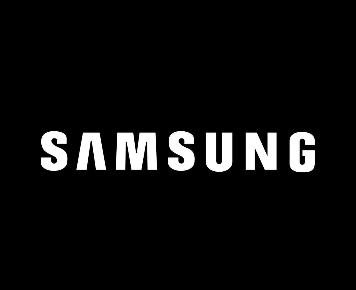 Samsung marca logo Telefono simbolo nome bianca design Sud coreano mobile vettore illustrazione con nero sfondo