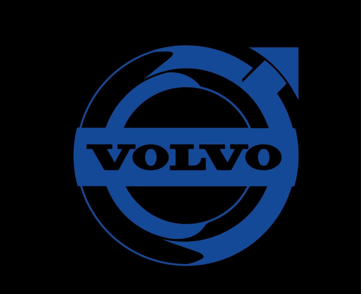 volvo marca logo auto simbolo con nome blu design svedese automobile vettore illustrazione con nero sfondo