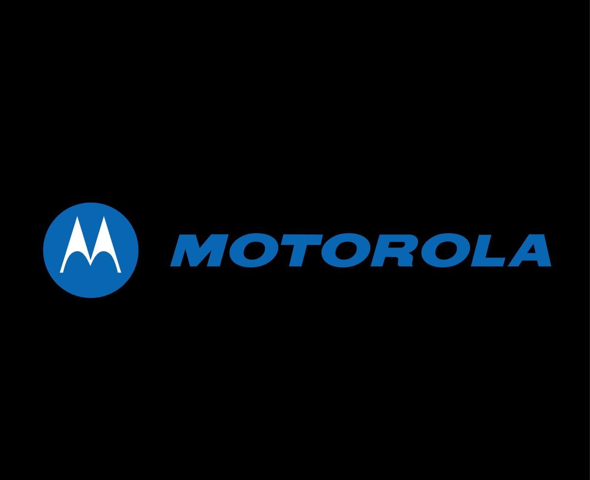 motorola logo marca Telefono simbolo con nome blu design Stati Uniti d'America mobile vettore illustrazione con nero sfondo