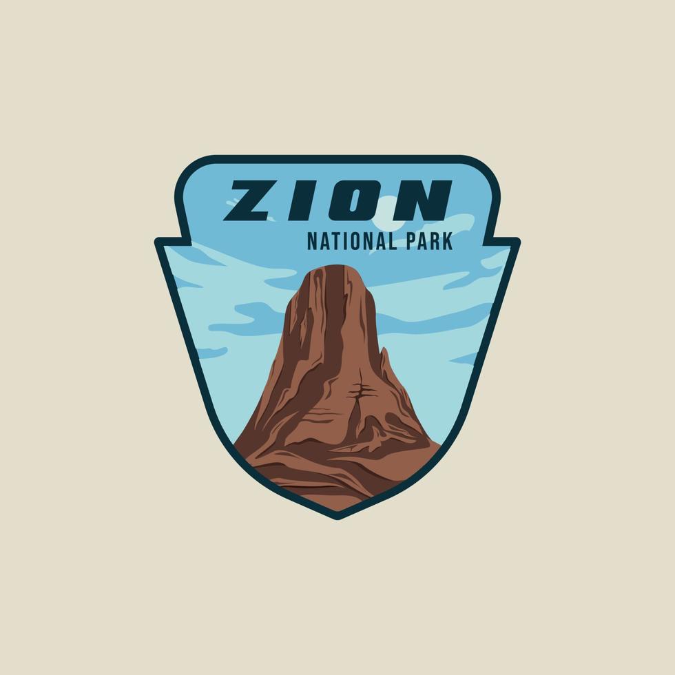 Sion nazionale parco emblema vettore illustrazione modello grafico design. cartello o simbolo canyon roccia montagna etichetta sentiero per attività commerciale viaggio