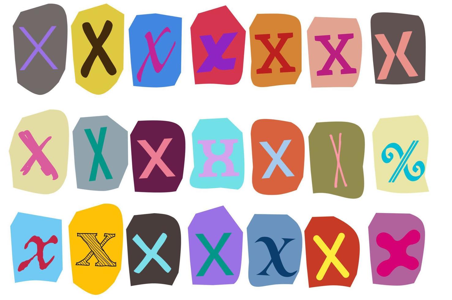 alfabeto x - carta di animazione nota di riscatto tagliata su schermo verde vettore