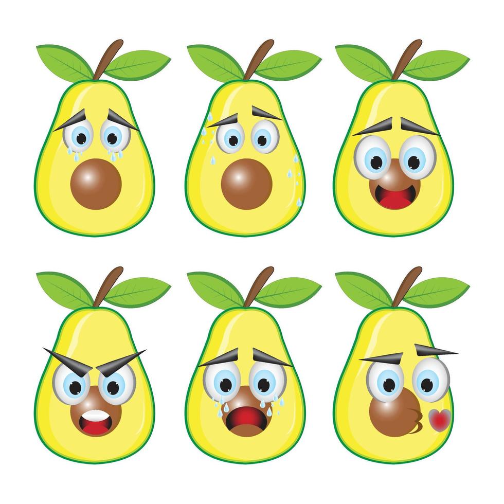 vettore emoji e ilustration avocado su bianca sfondo