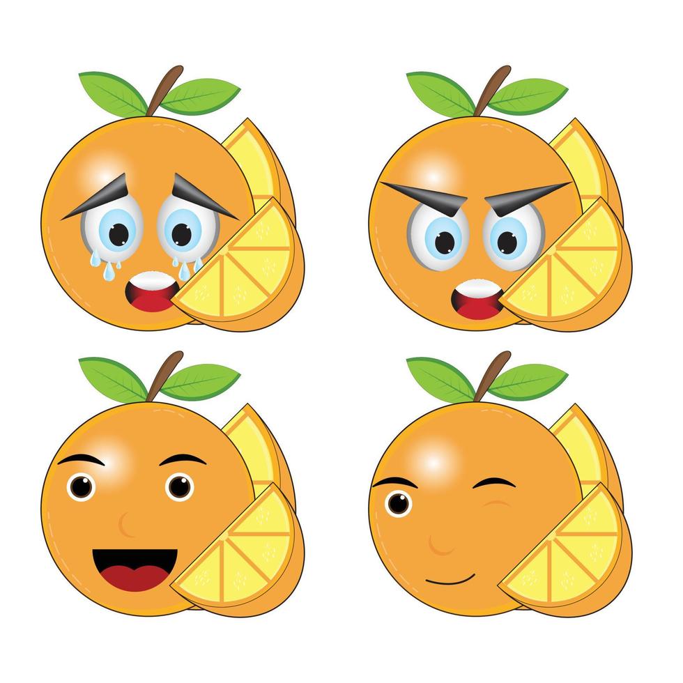 arancia emoticon e illustrazione su bianca sfondo vettore