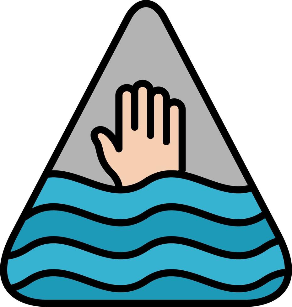 in profondità acqua avvertimento cartello vettore icona