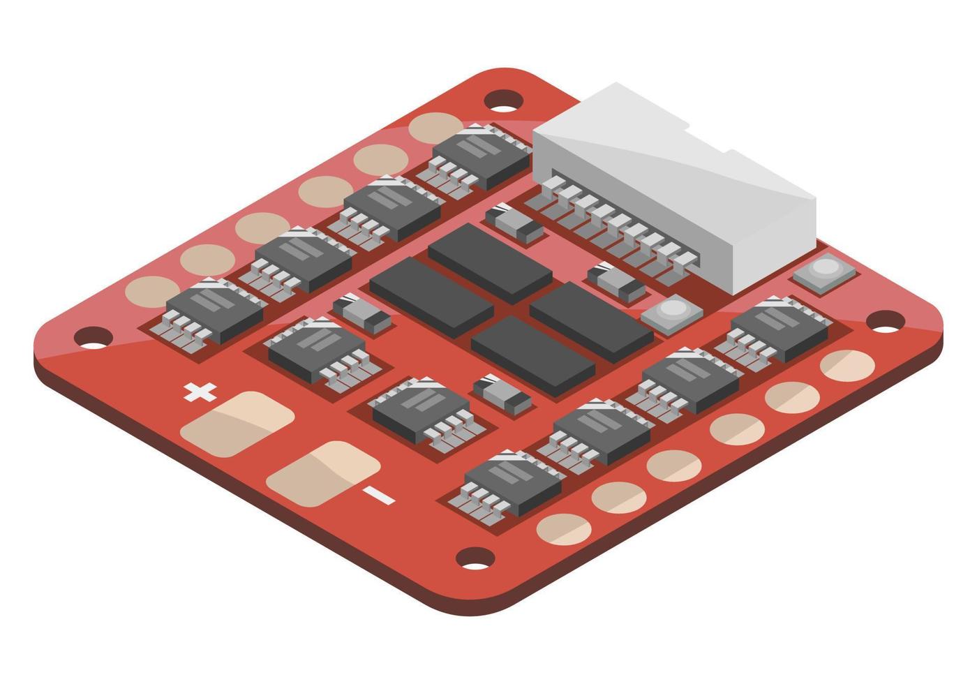 Esc elettronico velocità controllori 4 nel 1 circuito tavola fpv fuco da corsa freestyle fuco componente parti isometrico isolato illustrazione vettore