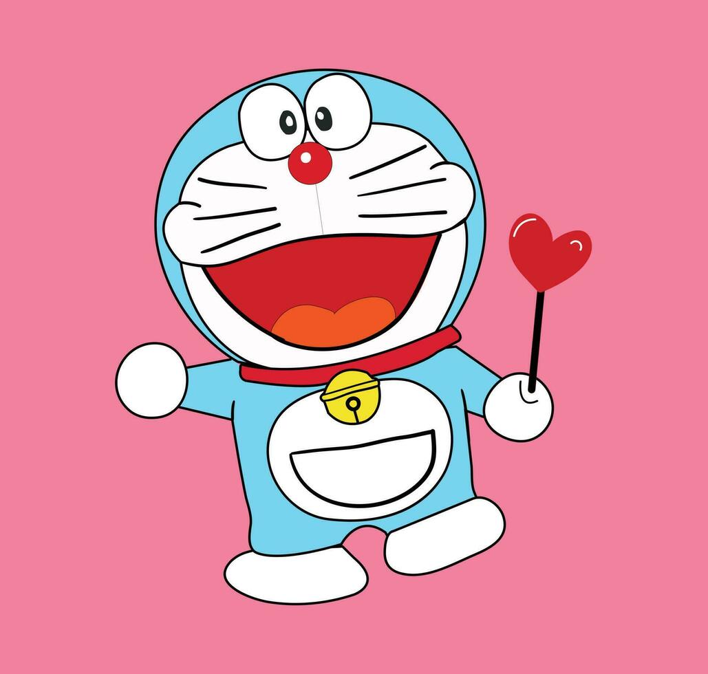 Doraemon carino illustrazione professionista vettore