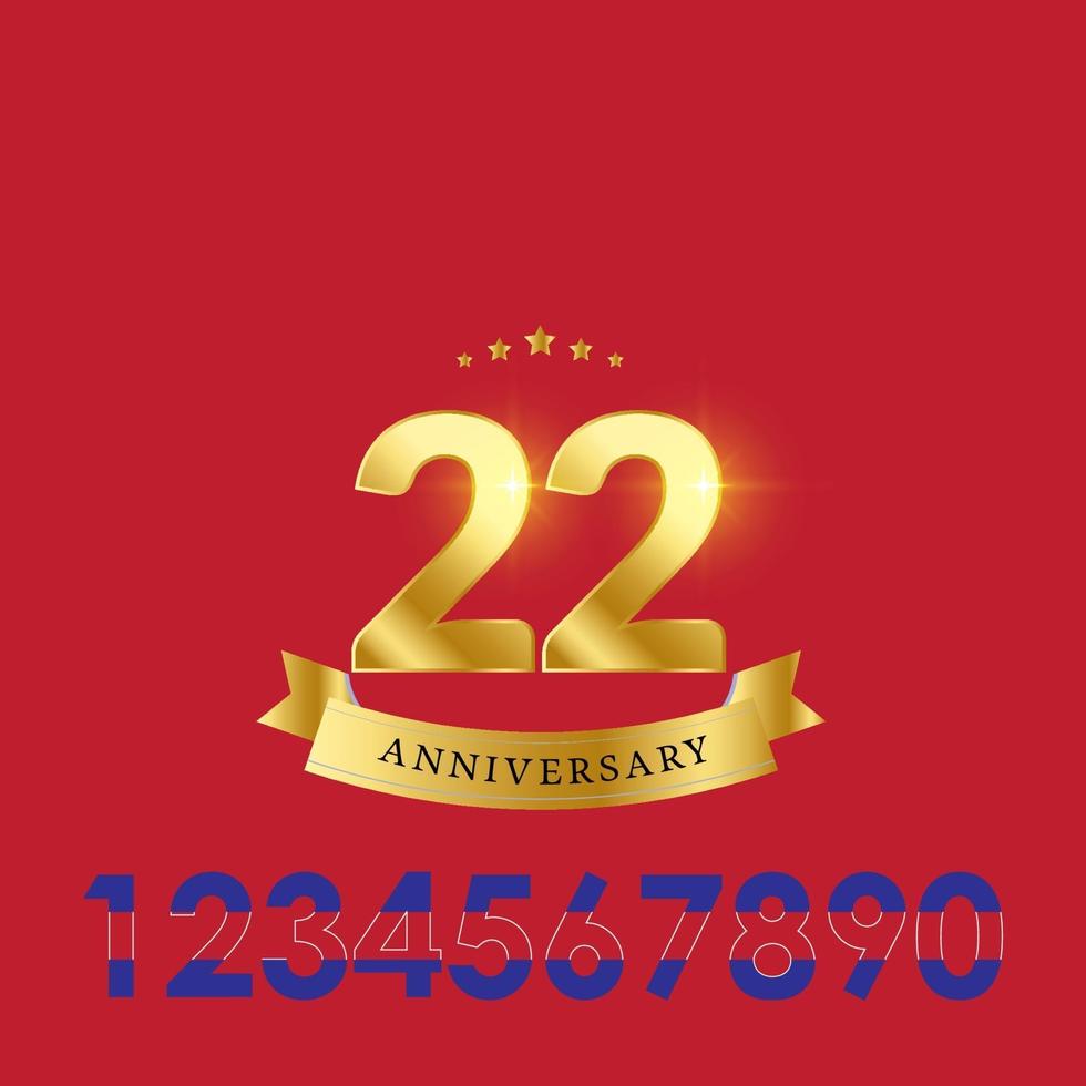 Illustrazione di progettazione di logo di anniversario di 22 anni vettore