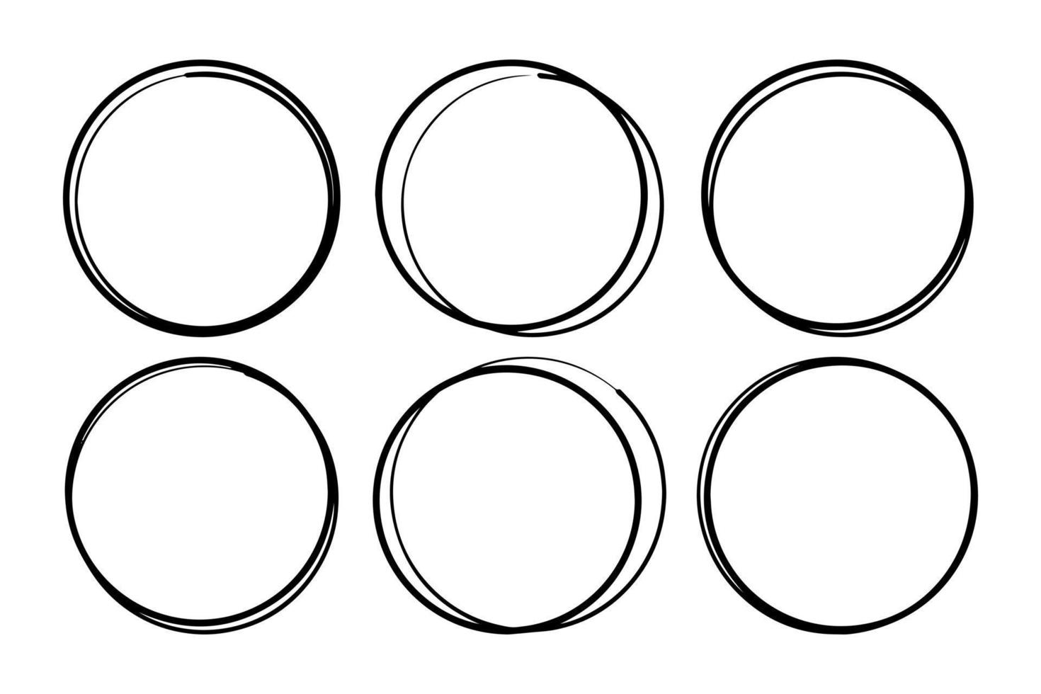 super impostato di cerchi Linee schizzo mano disegnato. scarabocchio cerchi per design elementi vettore