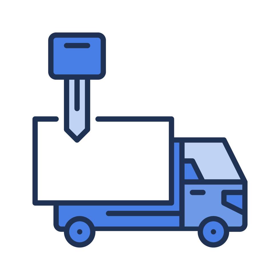 camion assumere vettore nolo trasporto noleggio concetto blu icona