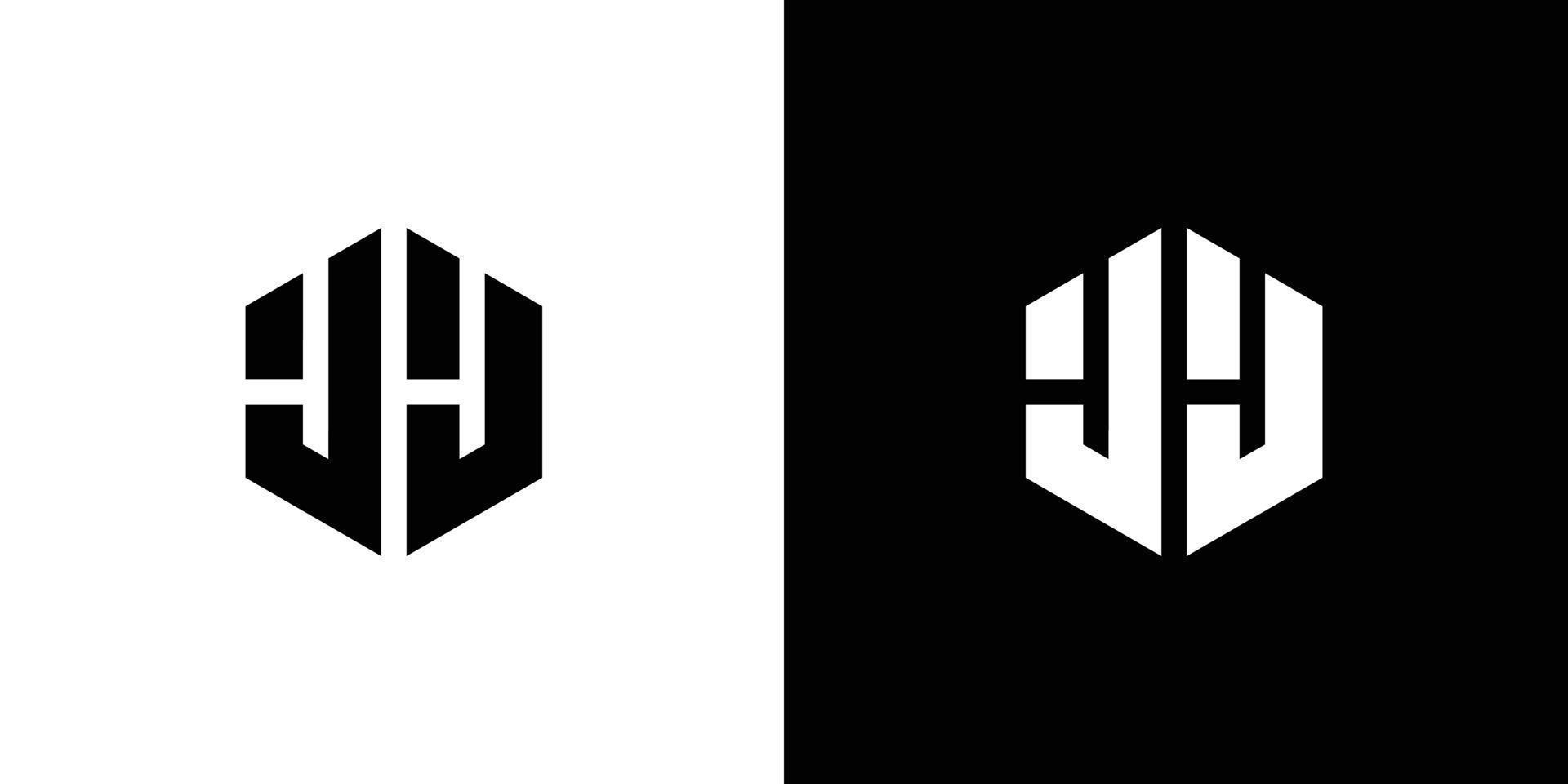 lettera j j poligono, esagonale minimo logo design su nero e bianca sfondo vettore