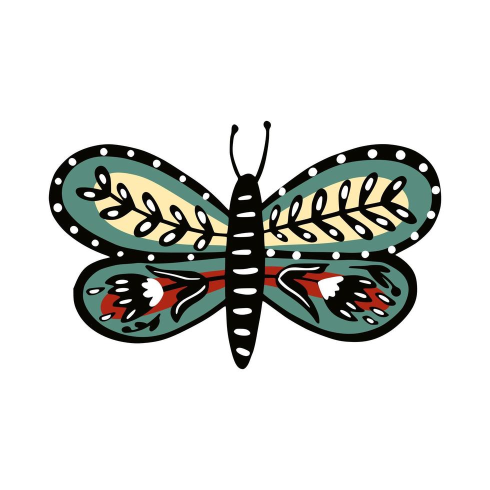 verde farfalla icona nel scarabocchio stile vettore