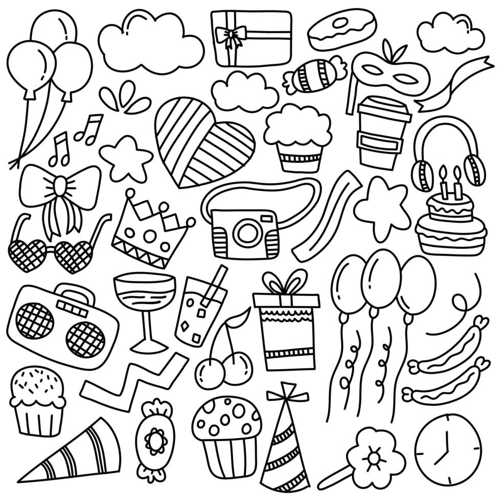 doodle di vettore di festa di compleanno