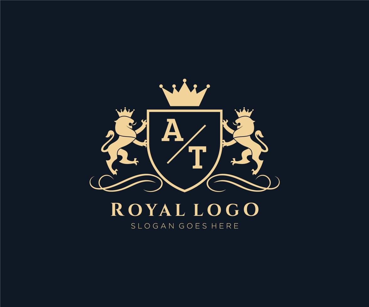 iniziale a lettera Leone reale lusso stemma araldico logo modello nel vettore arte per ristorante, regalità, boutique, bar, Hotel, araldico, gioielleria, moda e altro vettore illustrazione.