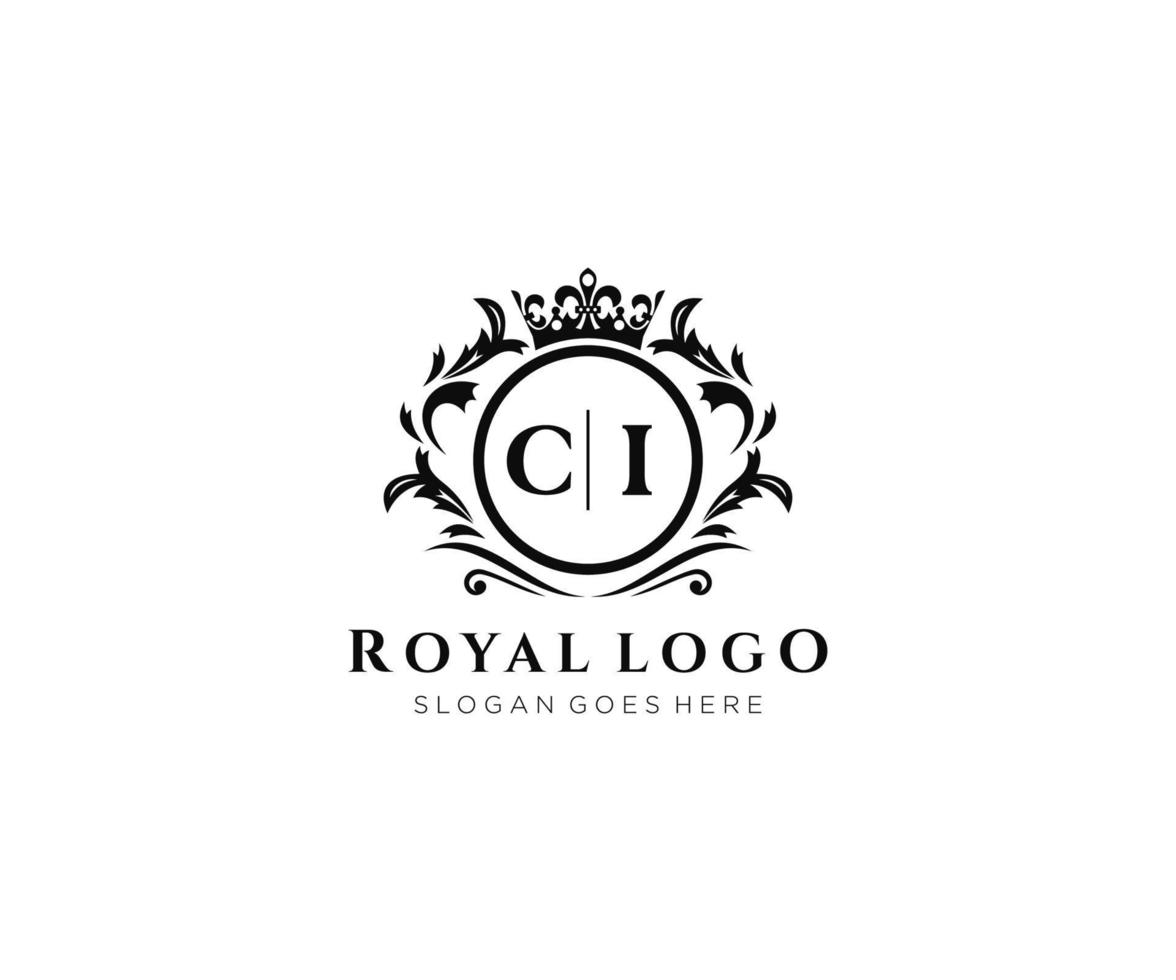 iniziale ci lettera lussuoso marca logo modello, per ristorante, regalità, boutique, bar, Hotel, araldico, gioielleria, moda e altro vettore illustrazione.