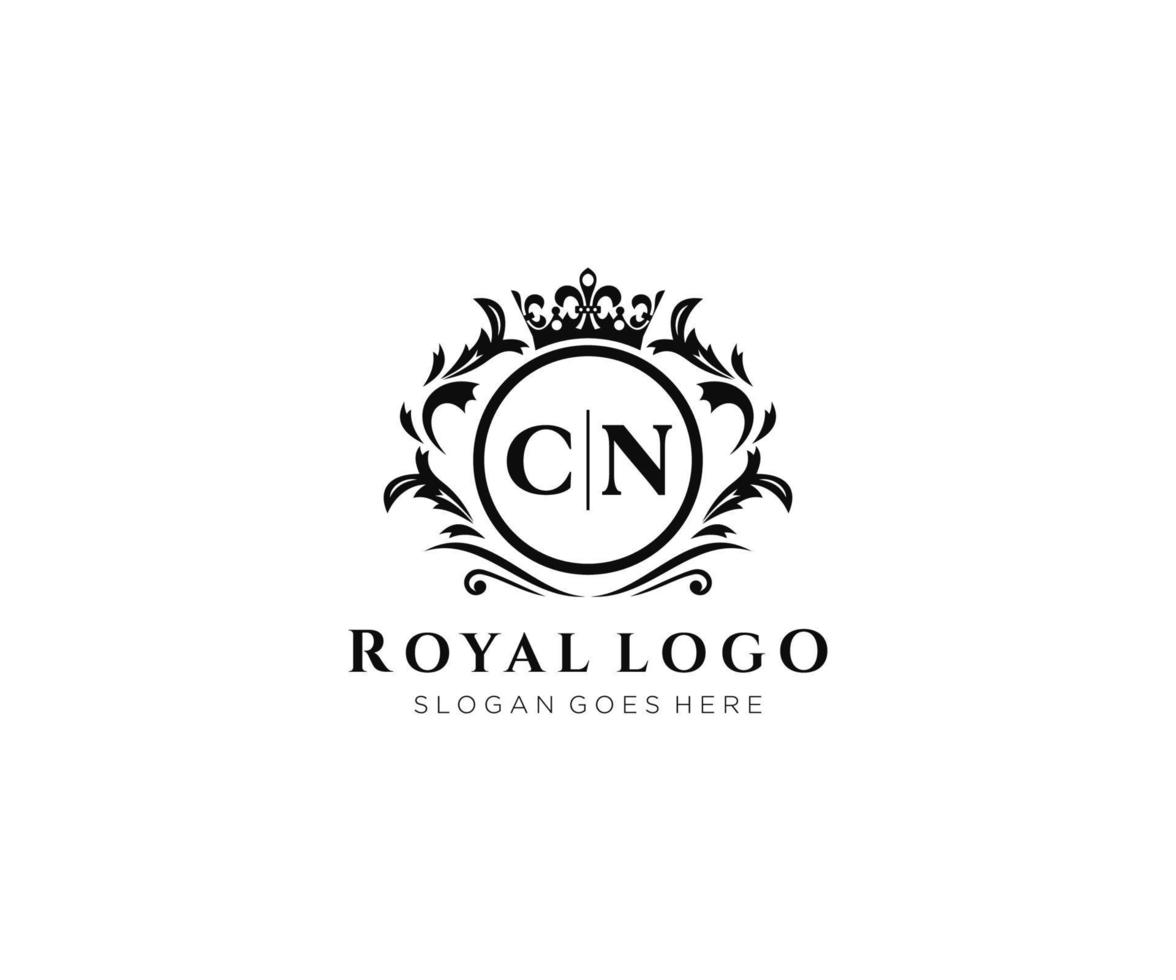 iniziale cn lettera lussuoso marca logo modello, per ristorante, regalità, boutique, bar, Hotel, araldico, gioielleria, moda e altro vettore illustrazione.