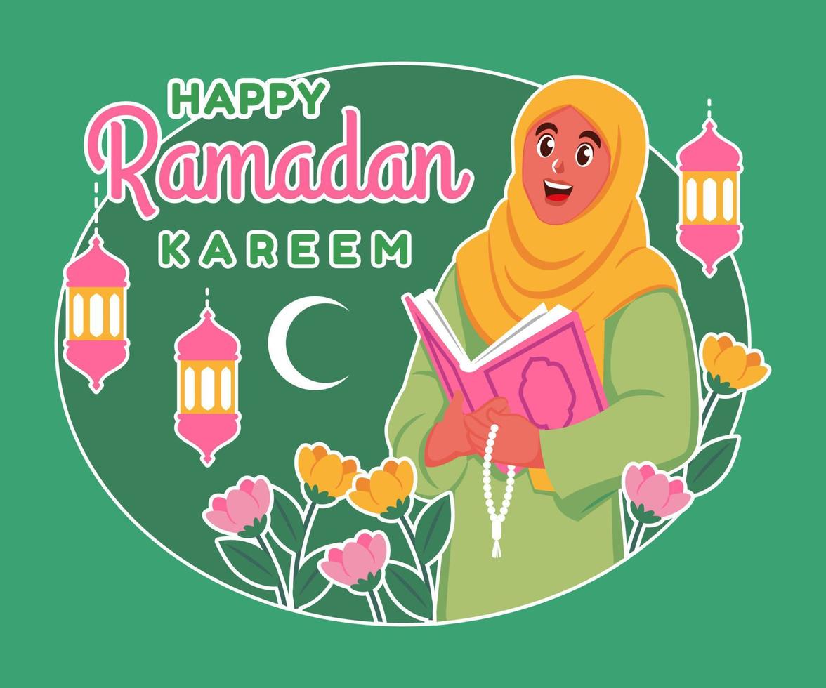 contento Ramadan kareem illustrazione sfondo vettore