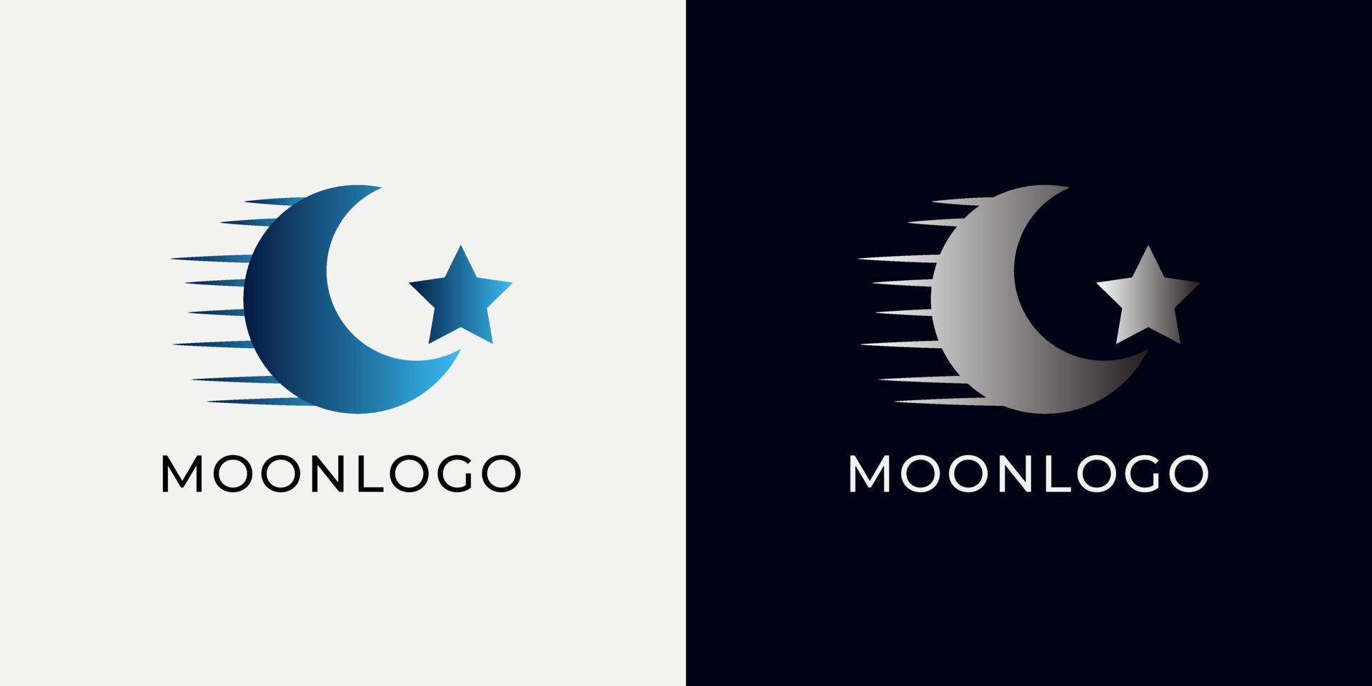 mezzaluna Luna logo design. astratto stile illustrazione per sfondo, coperchio, striscione. Ramadan kareem vettore