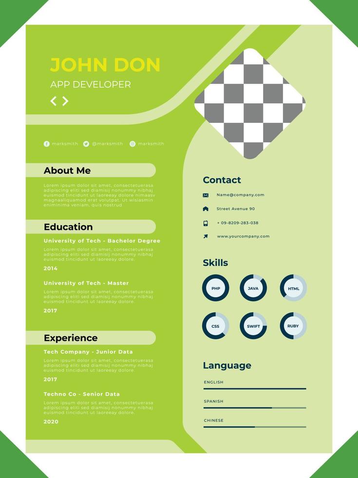 minimalista CV modello design vettore