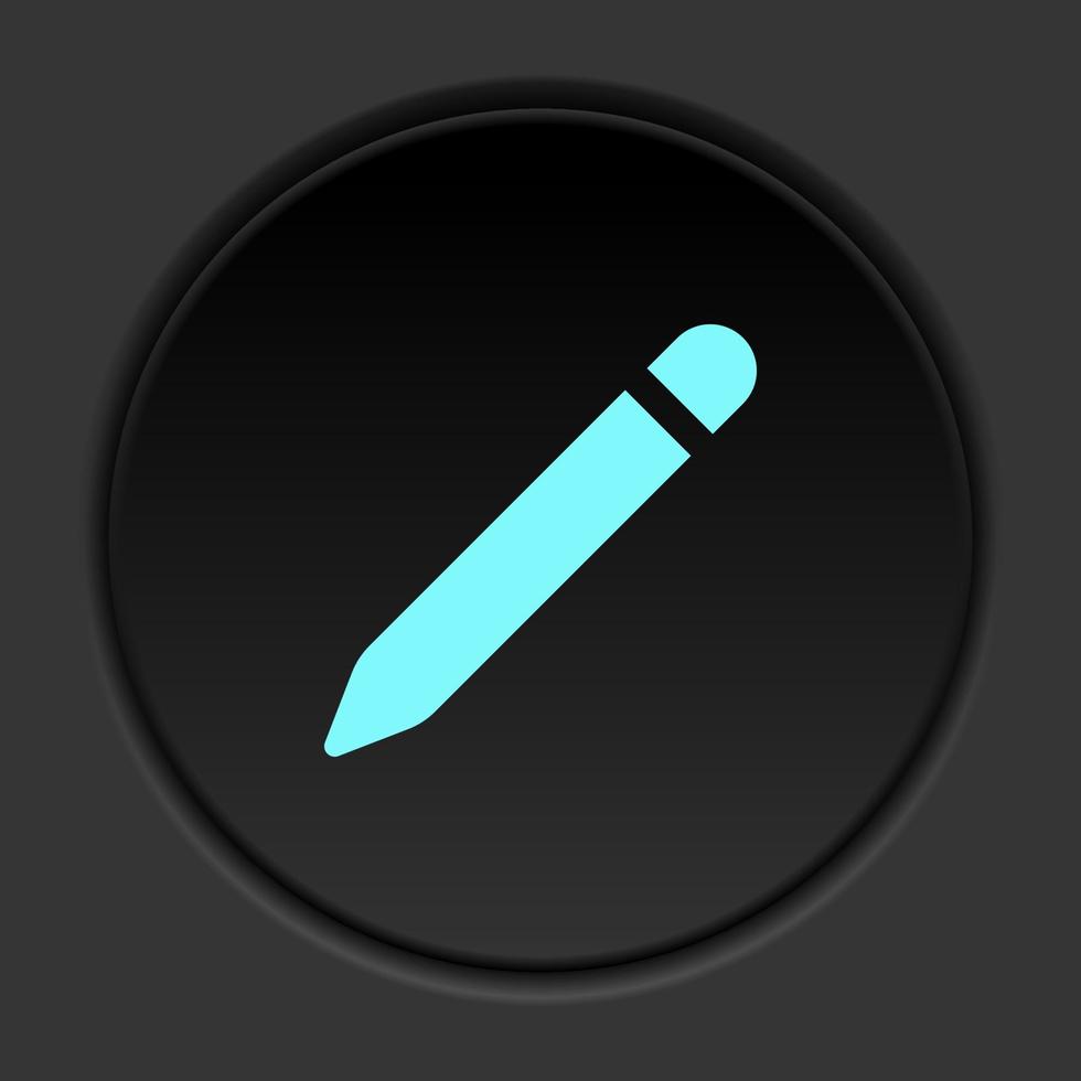 il giro pulsante icona, matita. pulsante bandiera il giro, distintivo interfaccia per applicazione illustrazione su buio sfondo vettore
