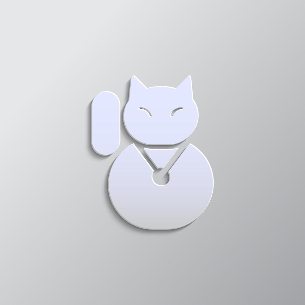 grigio colore vettore sfondo- carta stile vettore icona, gatto, fortunato carta stile, icona