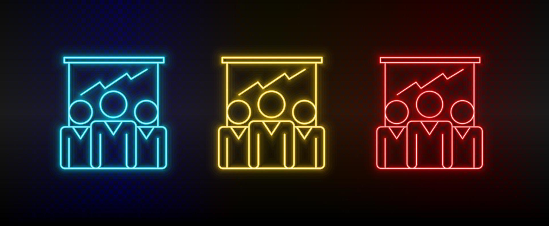 neon icona impostato attività commerciale crescita, grafico. impostato di rosso, blu, giallo neon vettore icona su trasparenza buio sfondo