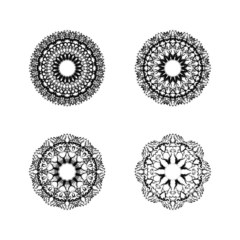 impostato di quattro etnico il giro mandala ornamenti isolato su bianca sfondo. vettore illustrazione. geometrico fiore.