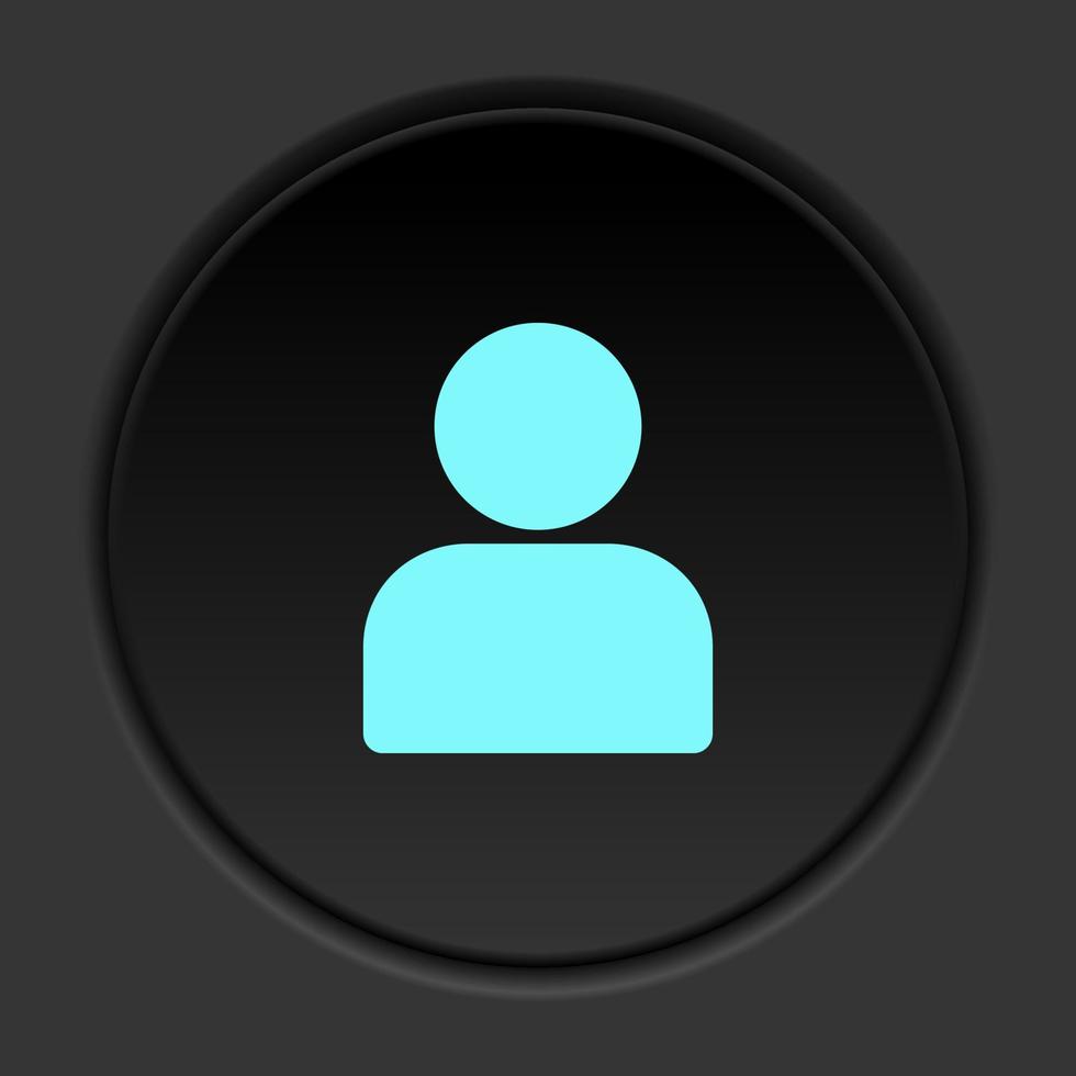 il giro pulsante icona, avatar. pulsante bandiera il giro, distintivo interfaccia per applicazione illustrazione su buio sfondo vettore