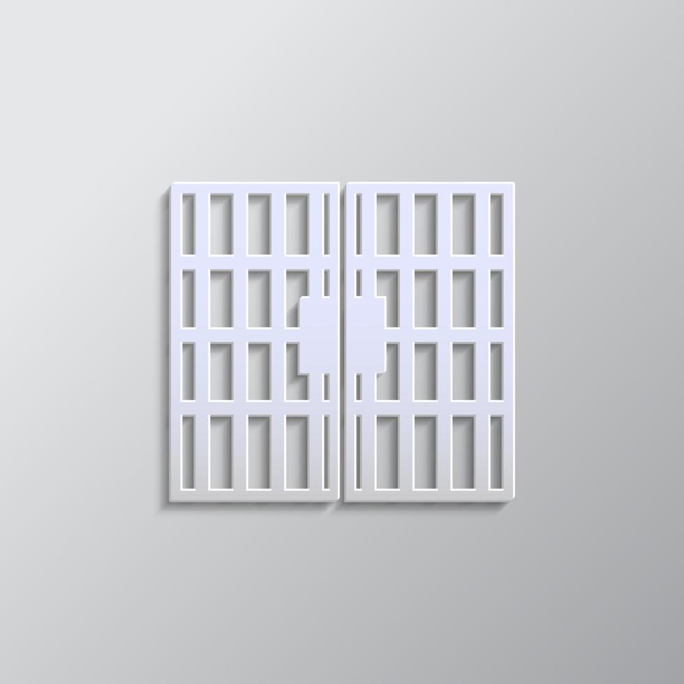 prigione, porta, icona carta stile. grigio colore vettore sfondo- carta stile vettore icona